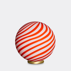 Murano Candy bordslampa röd/vit swirl D:30 cm