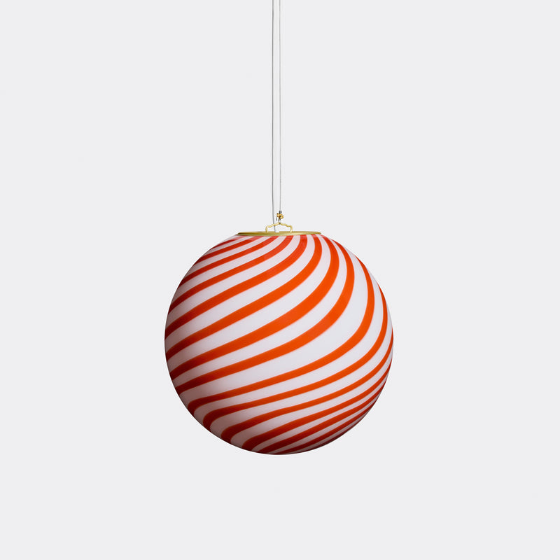 Murano Candy pendel rood/wit swirl D:30 cm