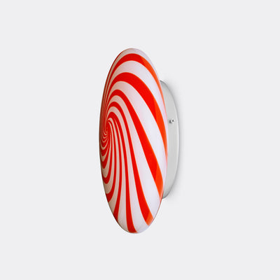 Murano Candy plafondlamp rood/wit swirl D:30 cm