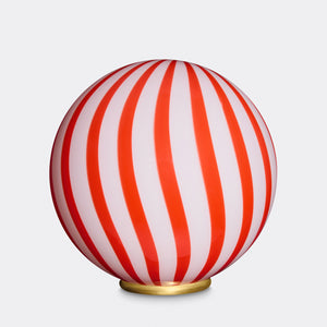 Murano Candy floor lamp red/white vertical stripes D:40 cm
