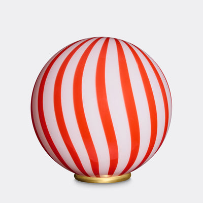 Murano Candy gulvlampe rød/hvit vertikale striper D:40 cm