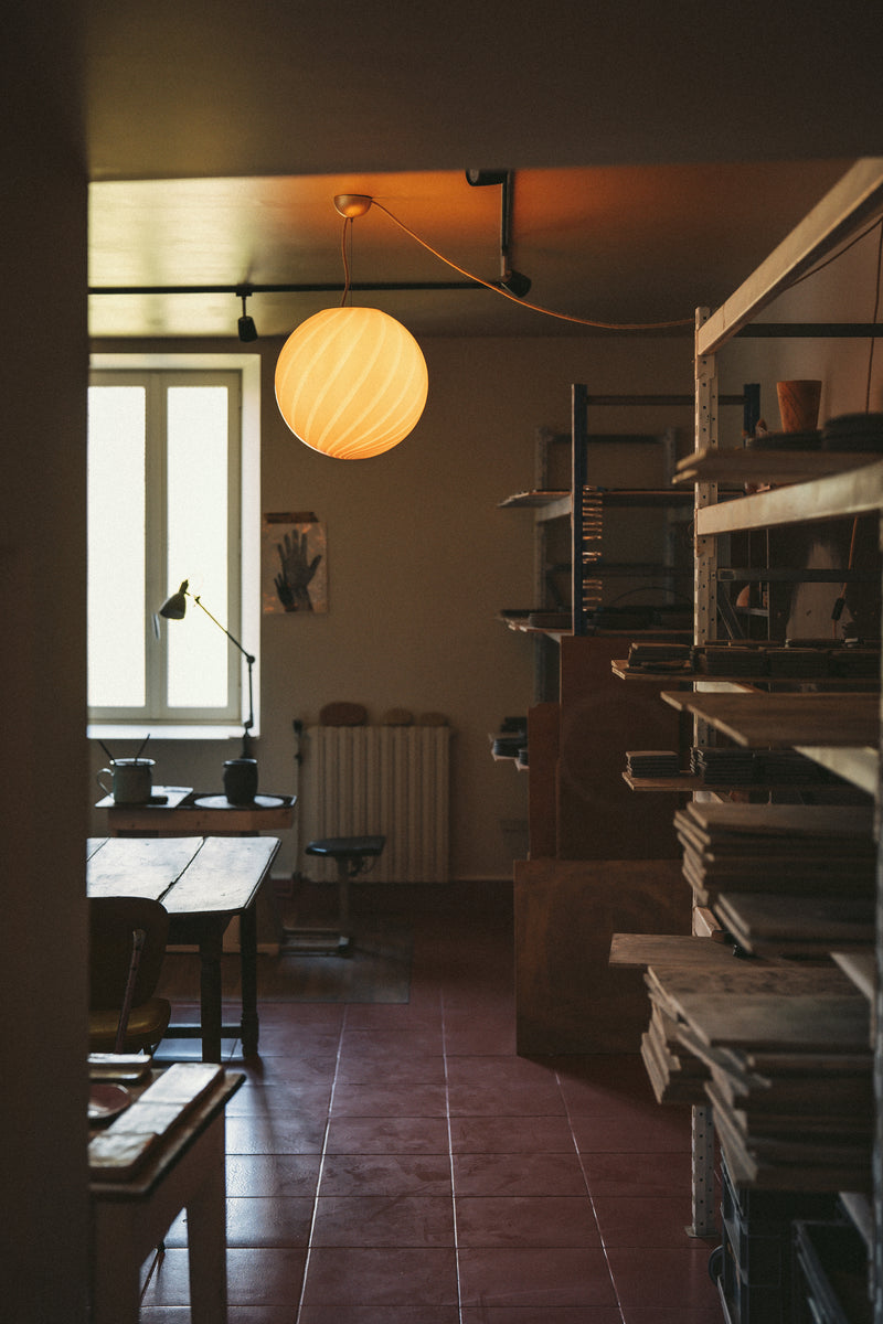 Stor Murano Candy pendel bubble gum ljusrosa D:40 cm