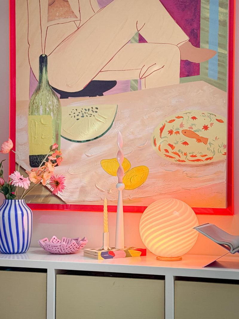 Murano Candy bordslampa bubble gum swirl D:30 cm