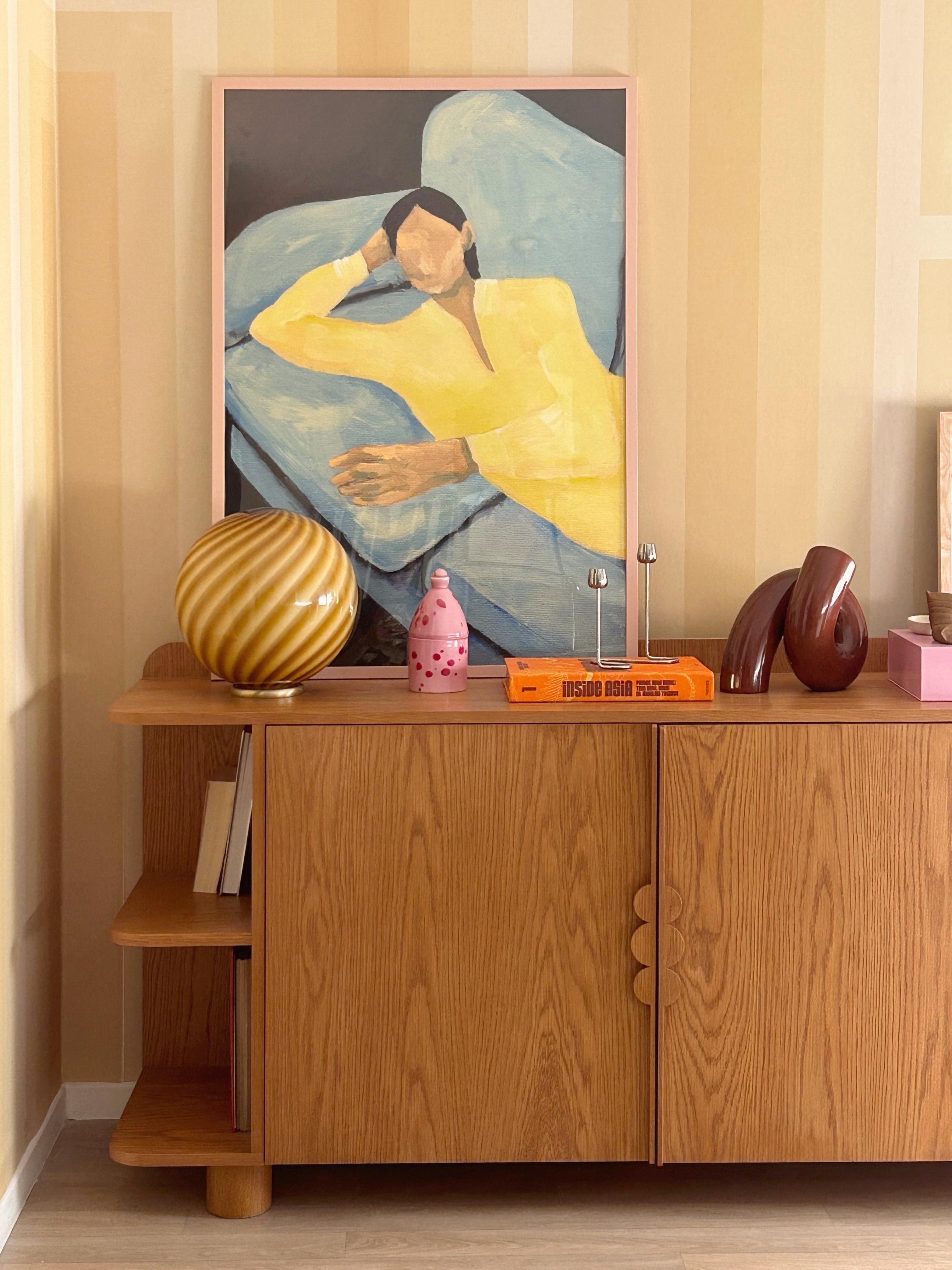 Murano Candy bordlampa ravorange swirl D:30 cm