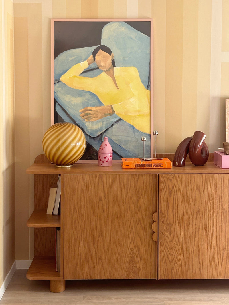 Murano Candy bordlampa ravorange swirl D:30 cm