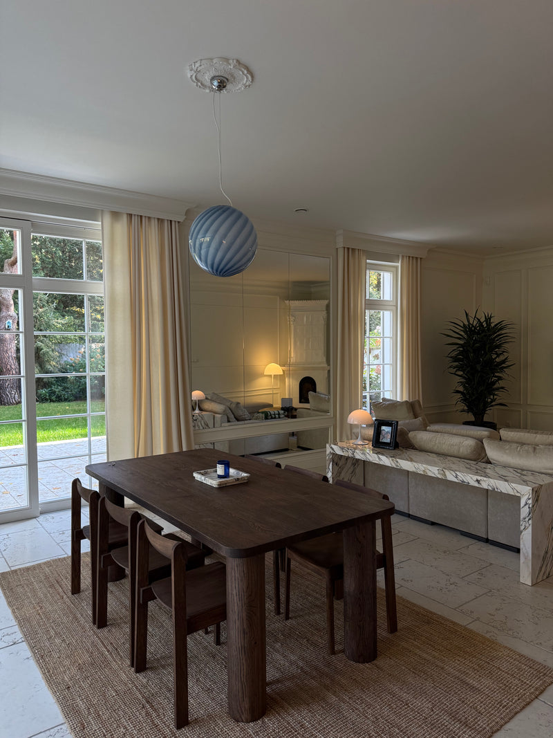 Stor Murano Candy-pendel blå swirl D:40 cm