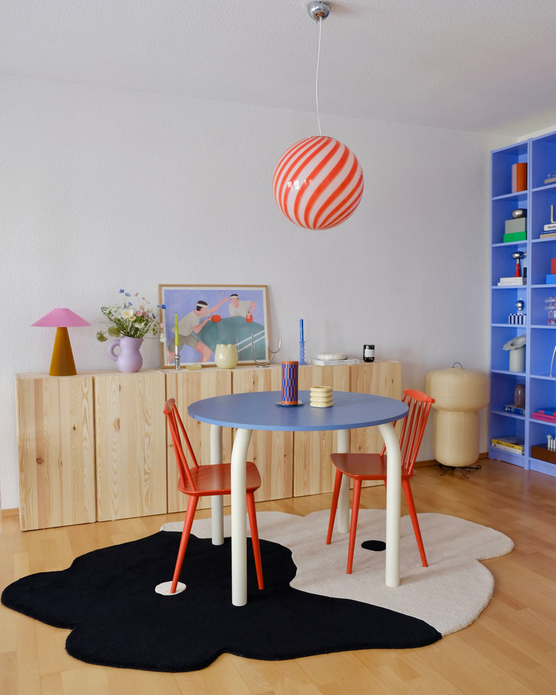 Stor Murano Candy pendel röd/vit swirl D:40 cm