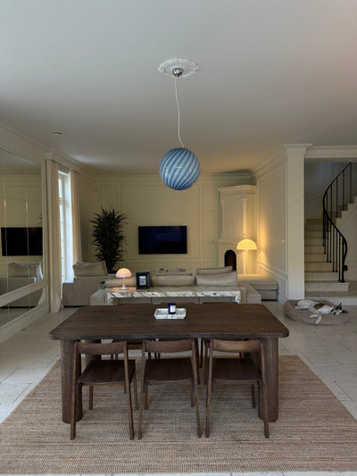 Stor Murano Candy-pendel blå swirl D:40 cm