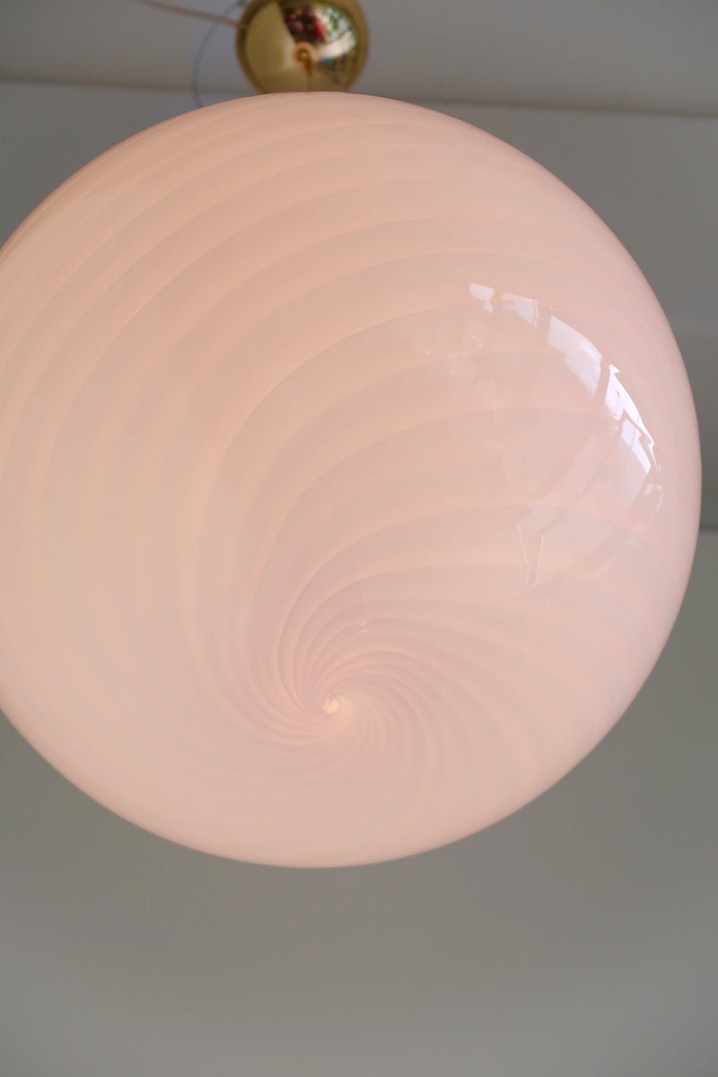 Murano Candy pendel mjuk ljusrosa swirl D:30 cm