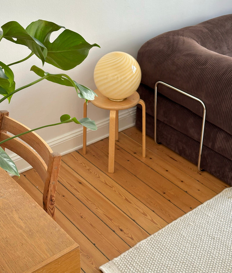 Murano Candy bordslampa gul swirl D:30 cm