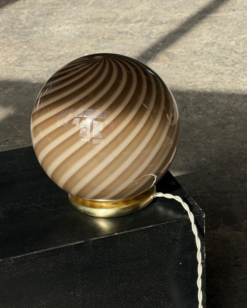 Murano Candy table lamp gray brown swirl D:20 cm