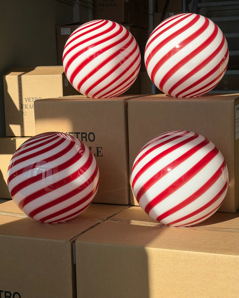 Murano Candy pendel bordeaux rød/hvid swirl D:30 cm