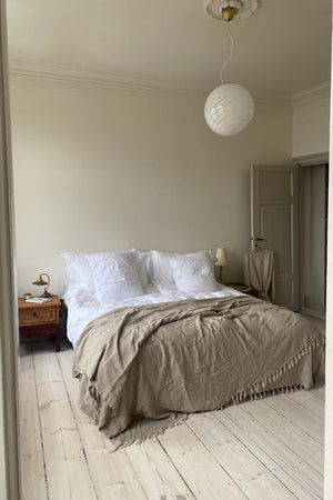Stor Murano rund hvid swirl lampe pendel D:40 cm