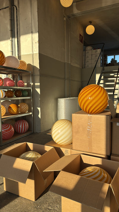 Stor Murano Candy pendel orange rav swirl D:40 cm [archive]