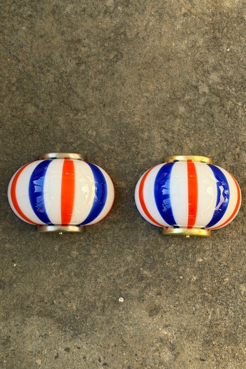Murano Candy væglampe blå/rød striber 21x15cm