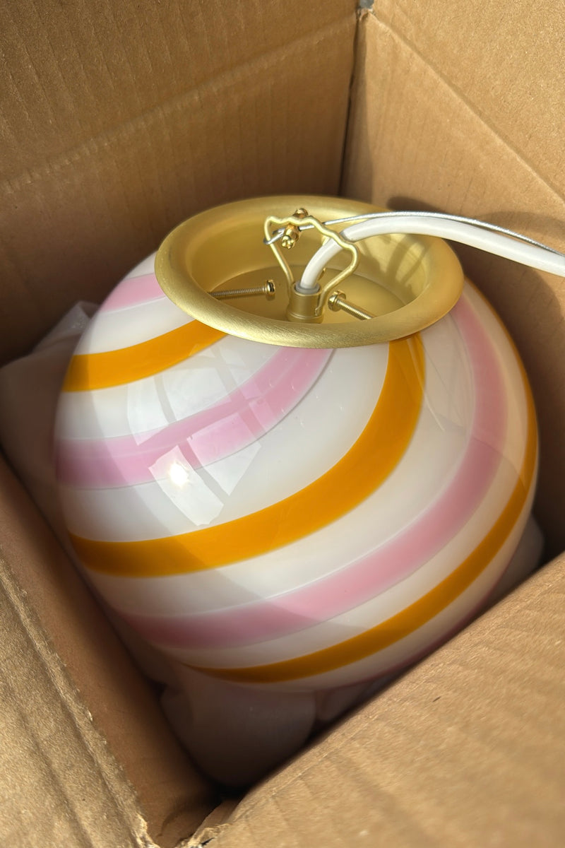 Murano Candy pendel gul/lyserød swirl D:20 cm