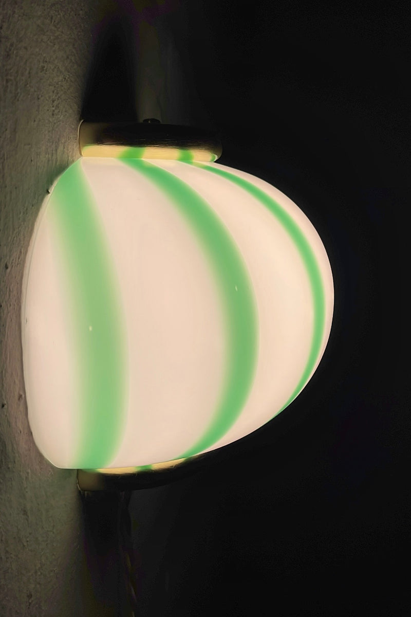 Murano Candy vägglampa gröna ränder 21x15cm