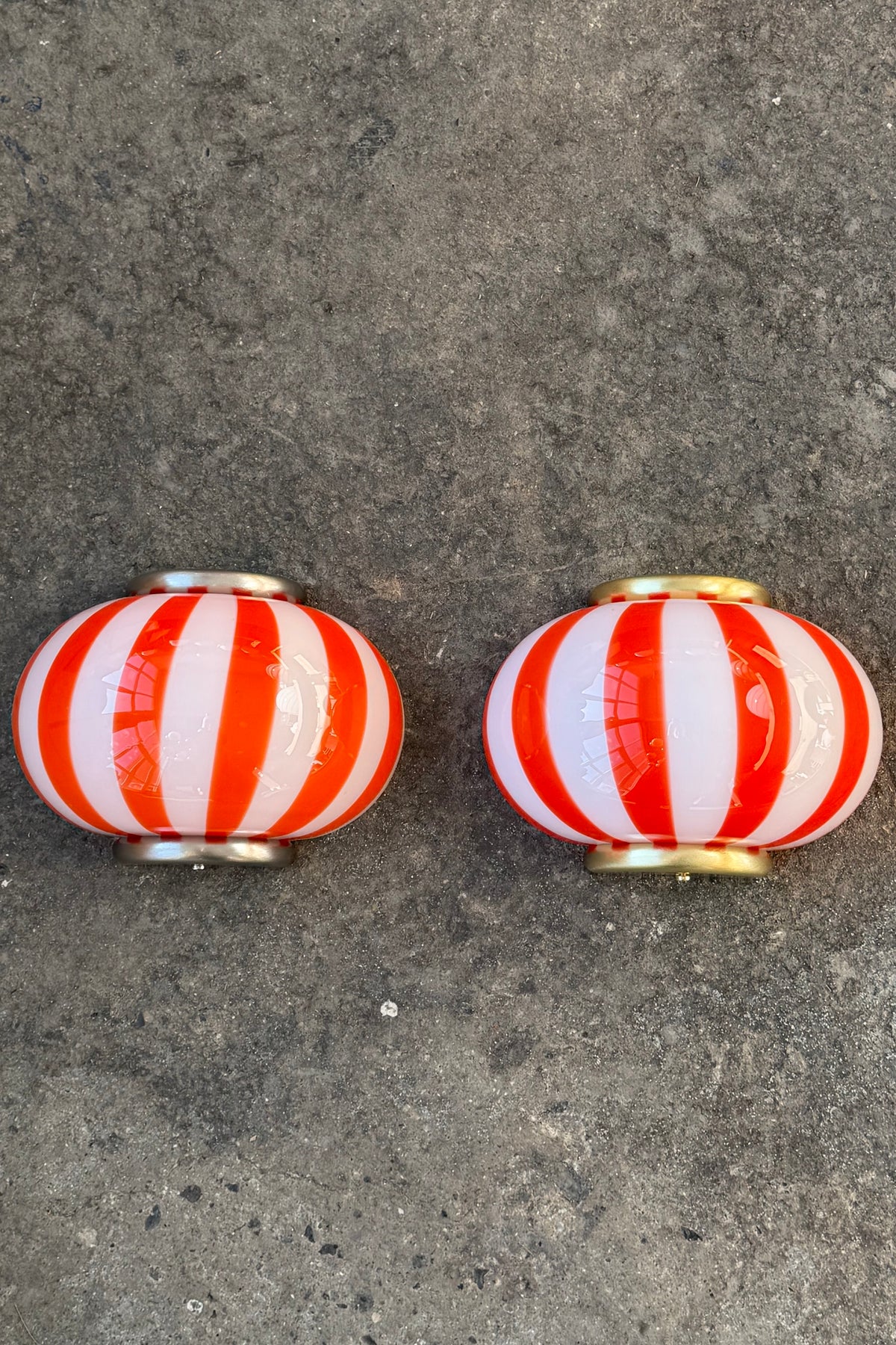 Murano Lampe murale Candy rayures rouges 21x15cm