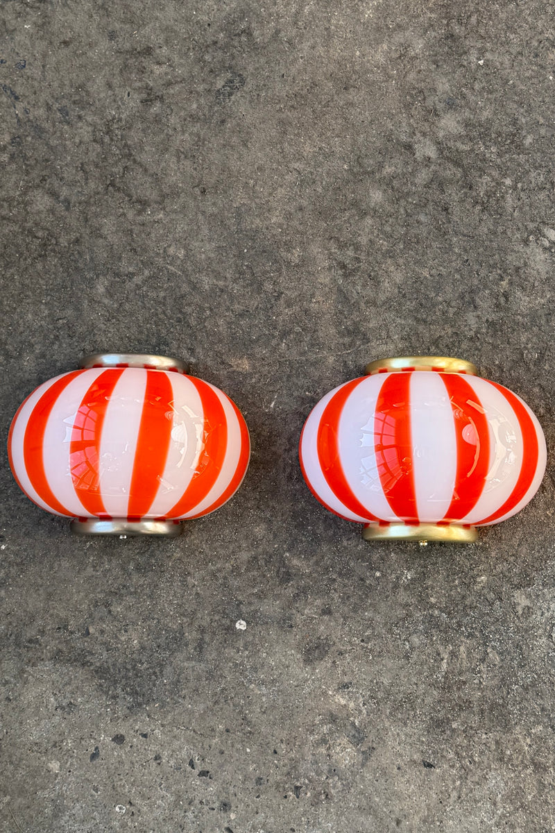 Murano Candy væglampe røde striber 21x15cm