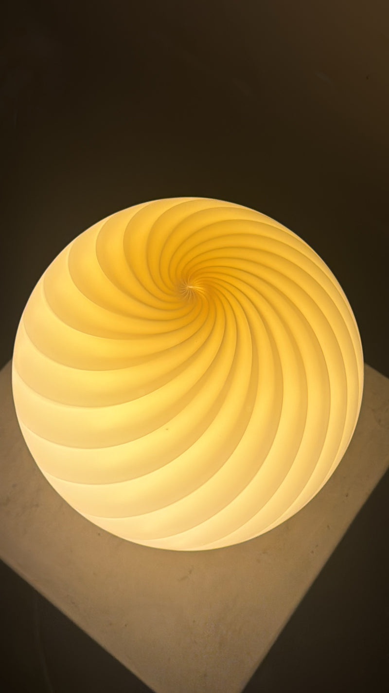 Murano Candy tafellamp crème karamel swirl D:20 cm