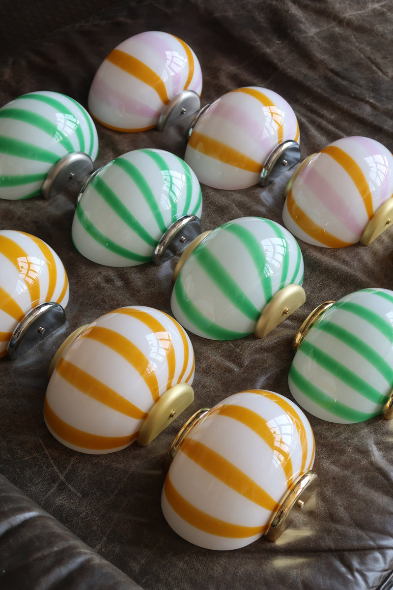 Murano Candy væglampe gule striber 21x15cm