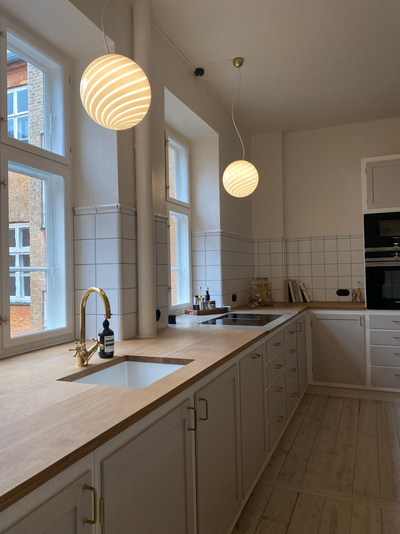 Murano Candy pendel hvid swirl D:30 cm [archive]