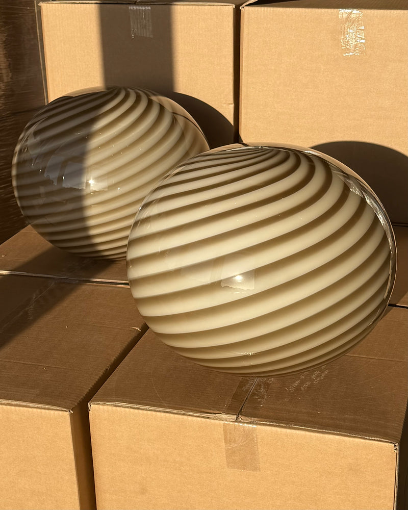 Stor Murano Candy oval pendant caramel cream swirl D:40 cm
