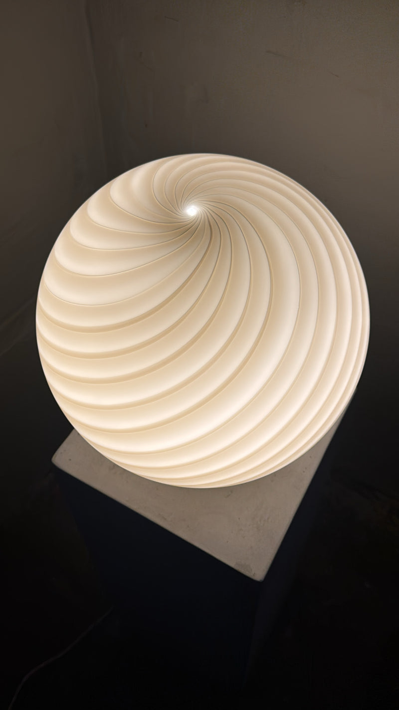 Murano Candy bordlampe grå brun swirl D:30 cm