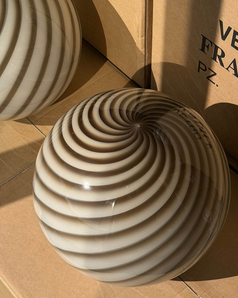 Murano Lampe de table Candy gris brun swirl D:30 cm