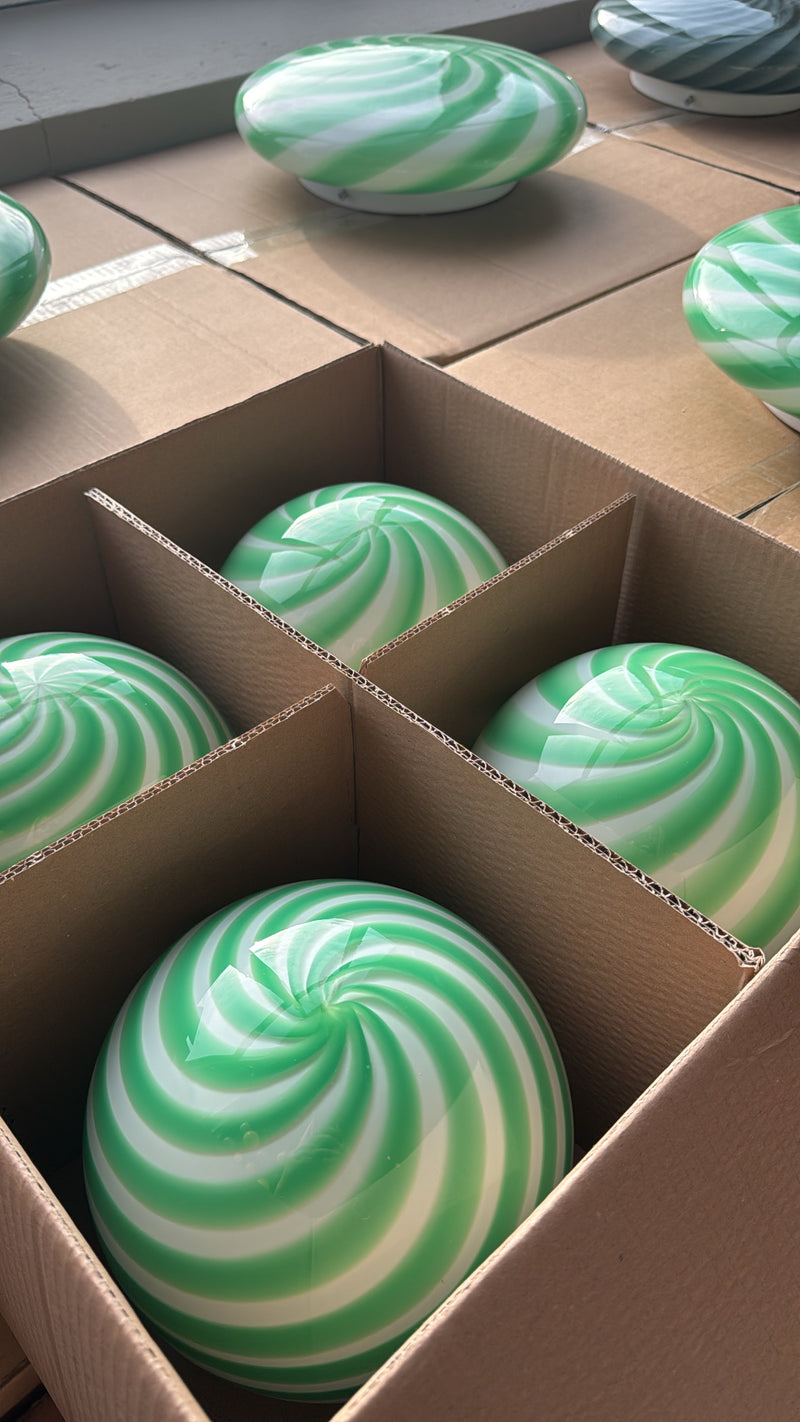 Murano Candy pendel grøn/hvid swirl D:20 cm [archive]