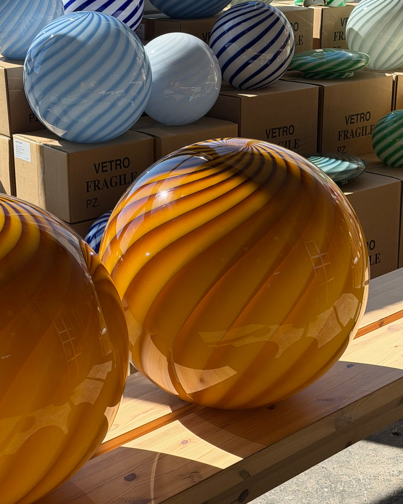 Stor Murano Candy pendel orange rav swirl D:50 cm