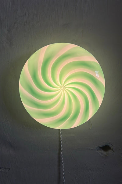 Murano Candy plafond grön/vit swirl D:30 cm
