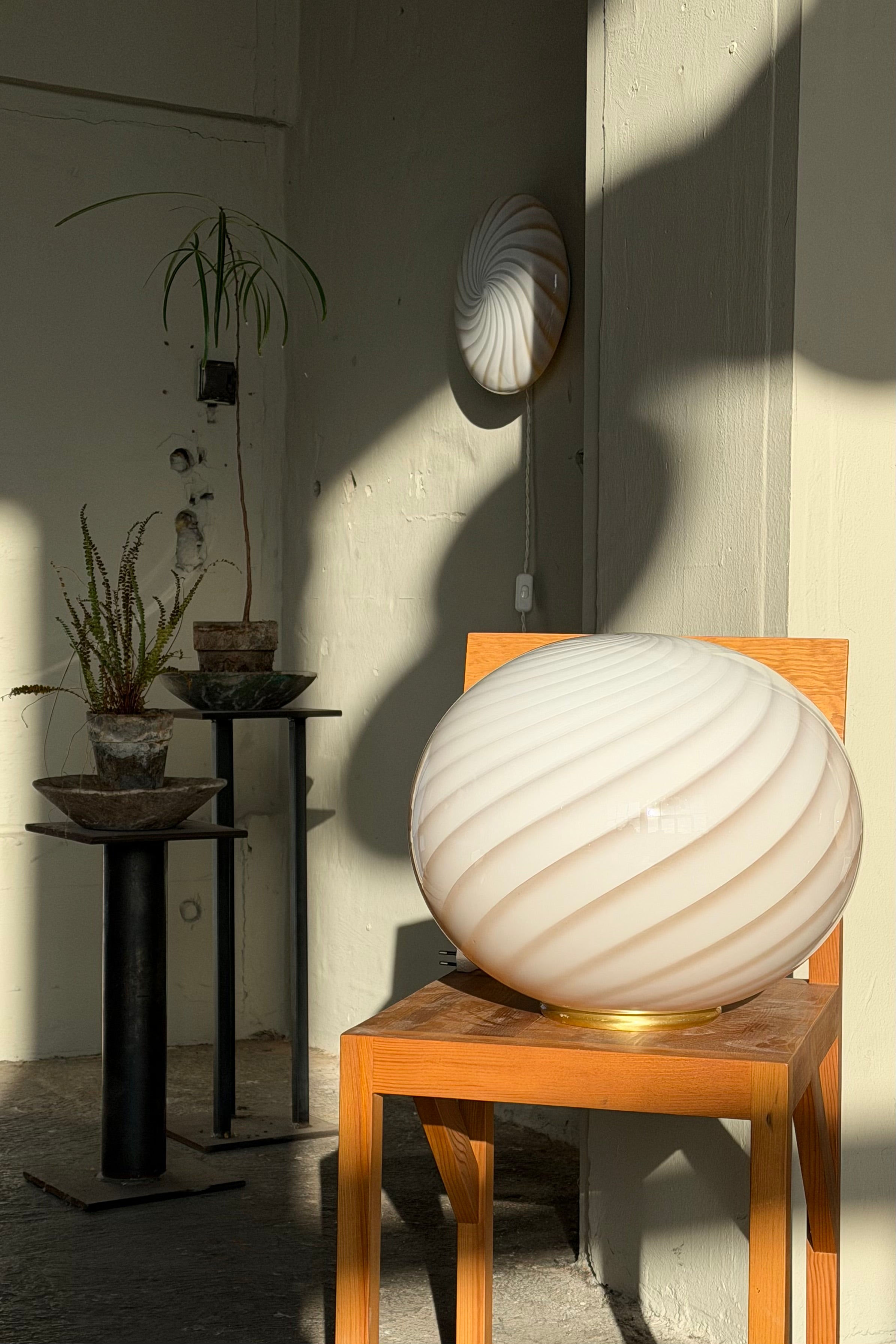 Murano Candy oval gulvlampe creme karamel swirl D:40 cm