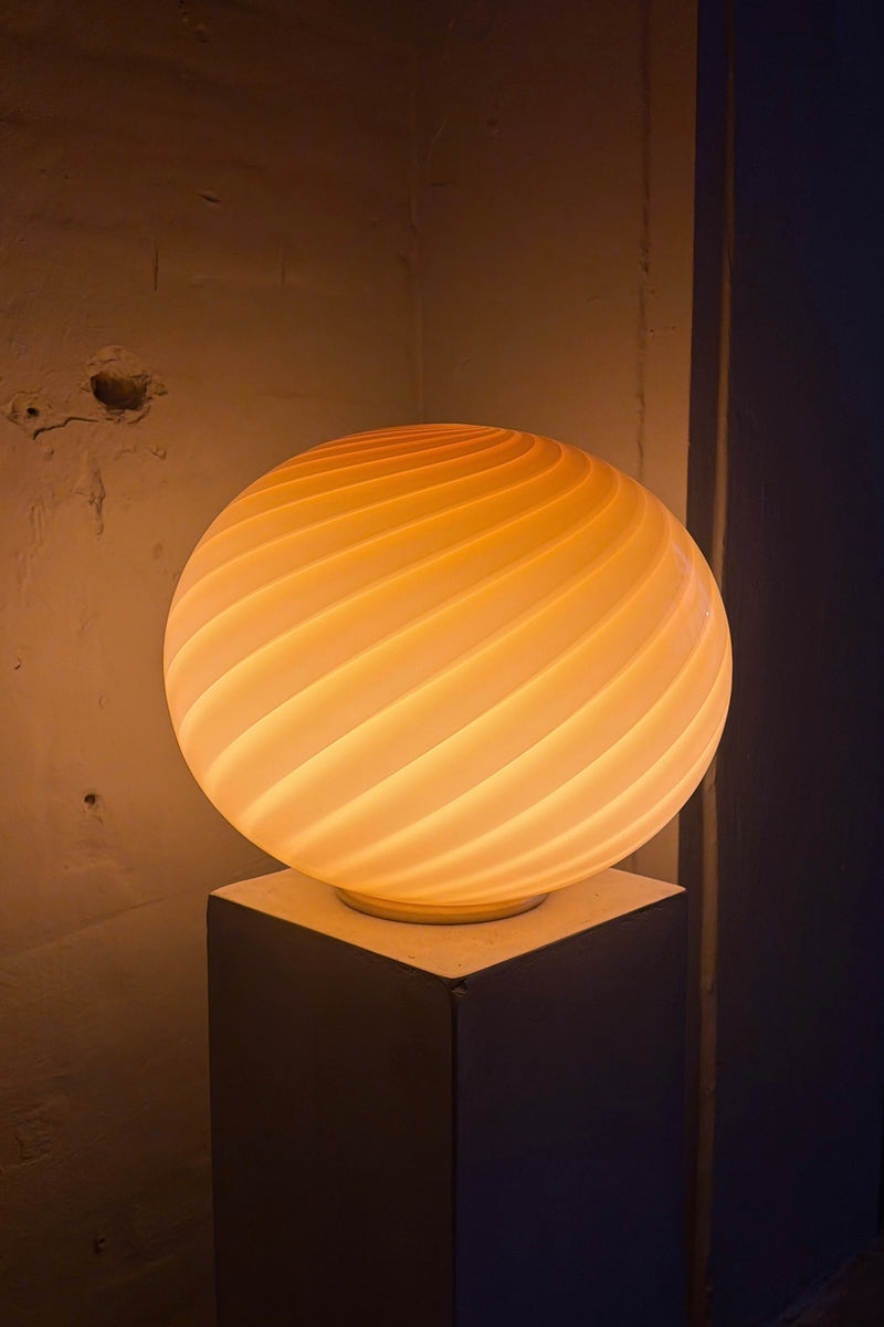 Murano Candy oval gulvlampe creme karamel swirl D:40 cm
