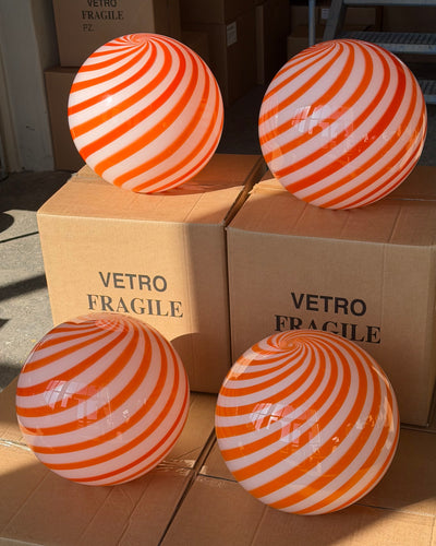 Murano Candy pendant orange/white swirl D:30 cm