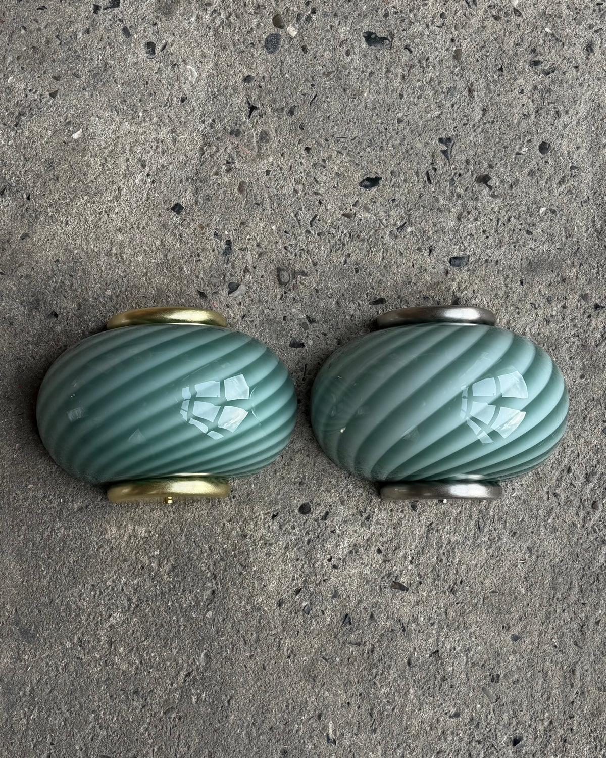 Murano Candy wall lamp petrol green swirl 21x15cm