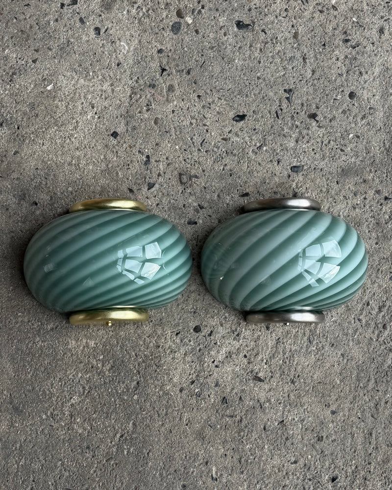 Murano Candy wall lamp petrol green swirl 21x15cm