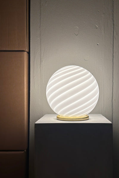 Murano Candy table lamp white swirl D:20 cm