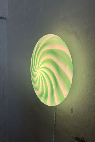 Murano Candy plafond grön/vit swirl D:30 cm