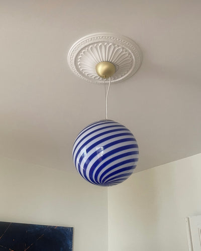 Murano Candy pendant cobalt blue/white swirl d: 30 cm