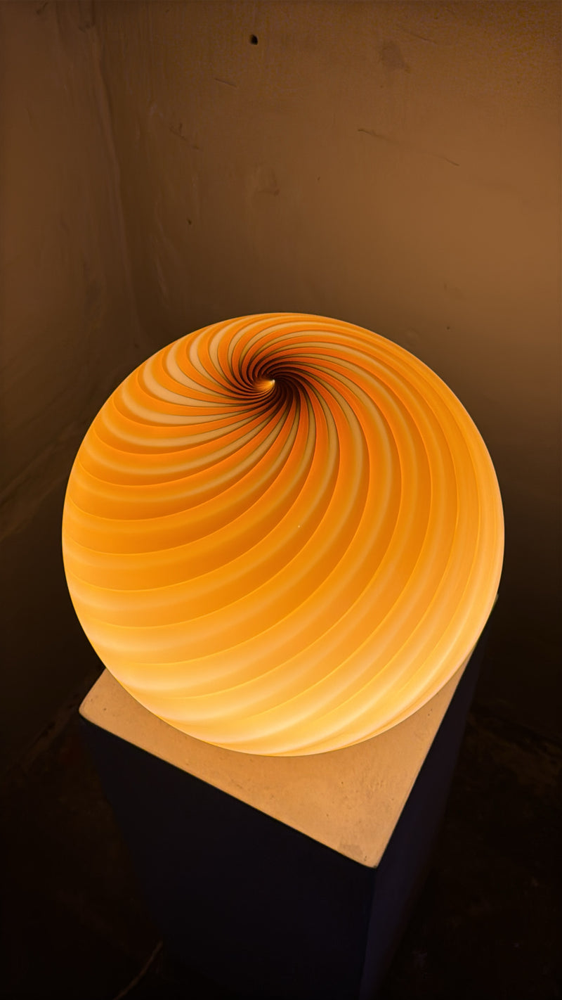 Murano Candy bordlampe rav orange swirl D:30 cm