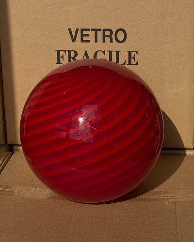Murano Candy table lamp red/white swirl D:30 cm