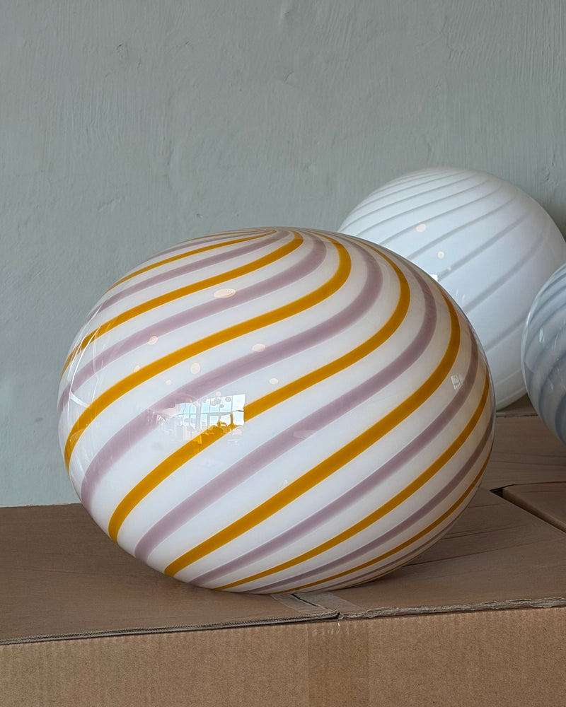 Murano Candy oval floor lamp yellow swirl D:40 cm