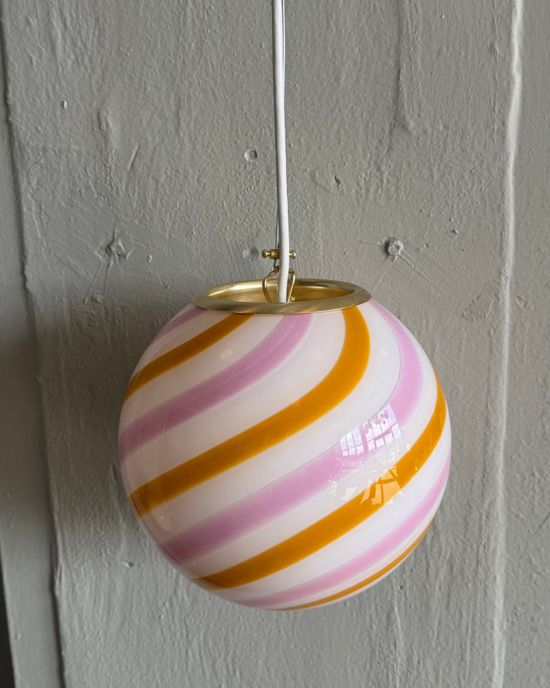 Murano Candy pendel gul/lyserød swirl D:20 cm