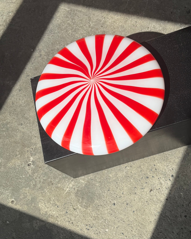 Large Murano Candy flush mount red/white stripes D: 40 cm