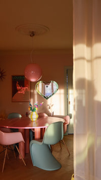 Stor Murano Candy pendel rød/hvid vertikale striber D:40 cm