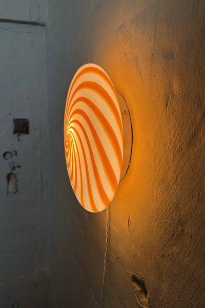 Murano Candy plafond orange/vit swirl D:30 cm