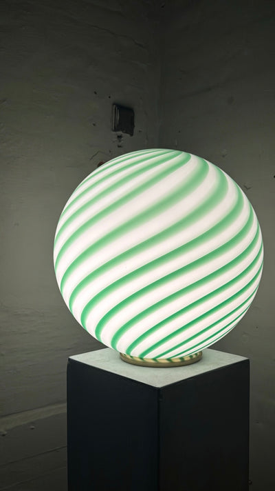 Murano Candy vloerlamp groen/wit swirl D:40 cm