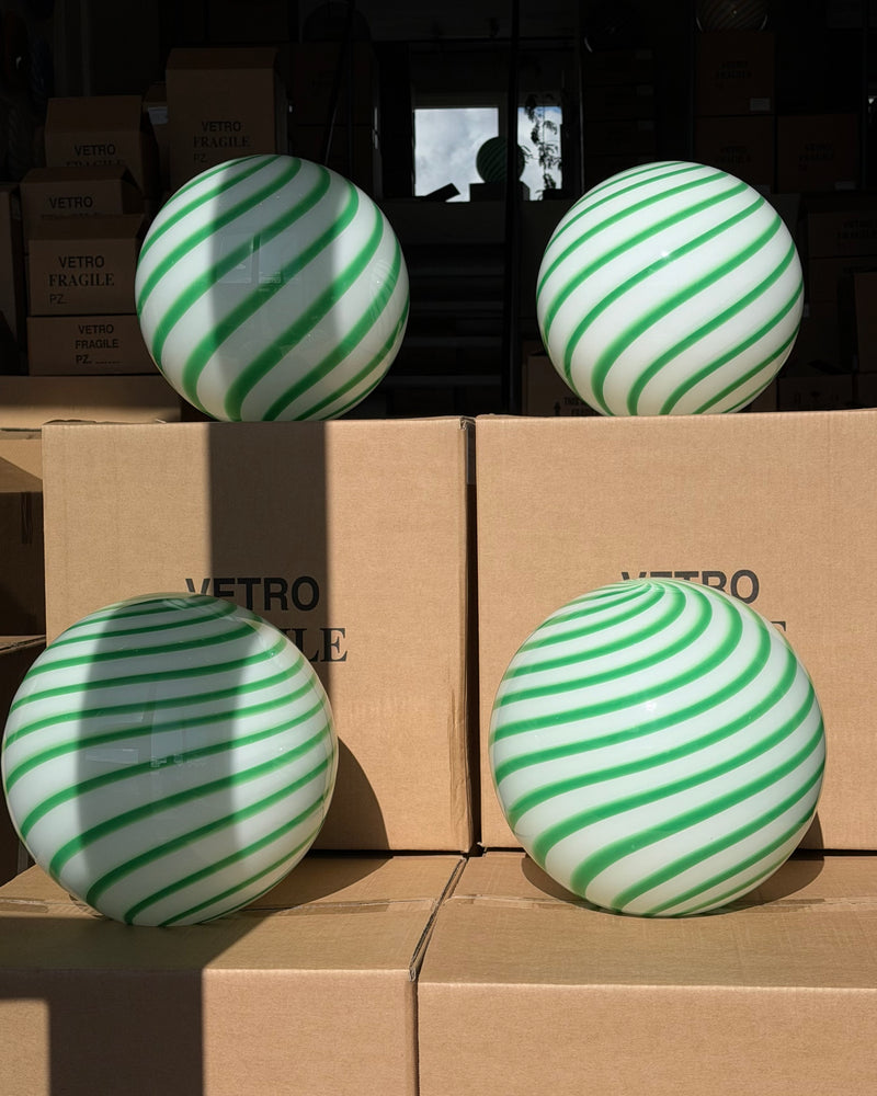 Murano Lampe de table Candy vert/blanc swirl D:30 cm