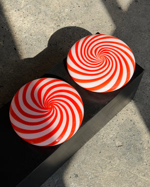 Murano Candy plafond rouge/blanc swirl D:30 cm